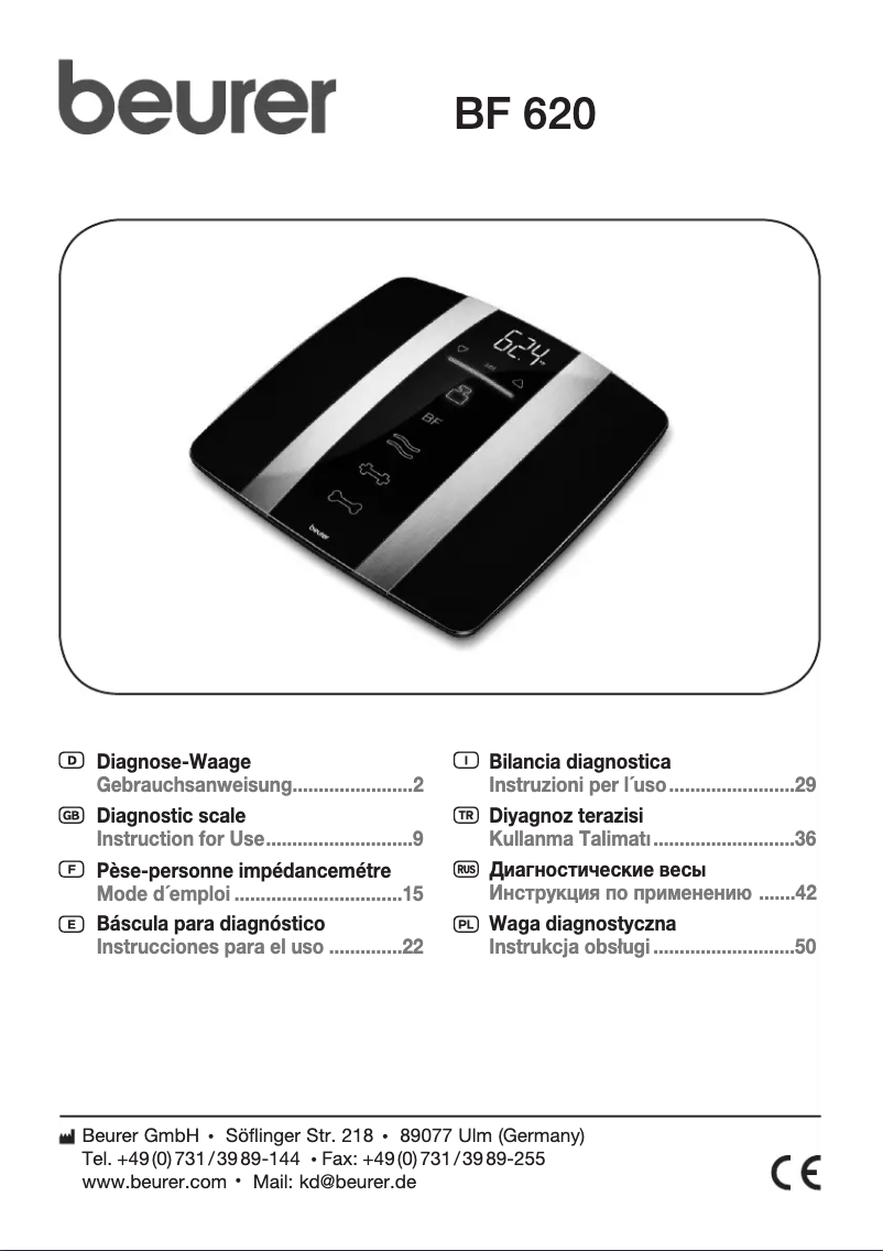 Page 1 of the manual User Manual Beurer BF 620