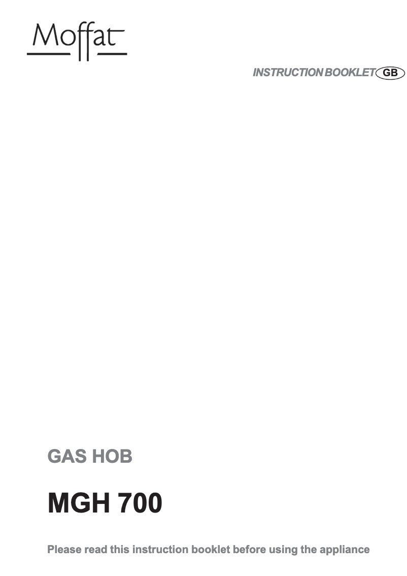 Page 1 of the manual User Manual Moffat MGH 700