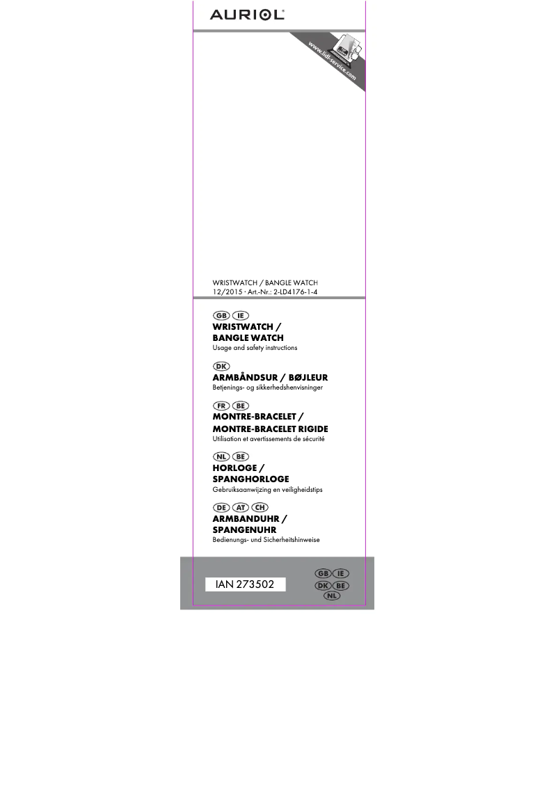 Page 1 of the manual User Manual Auriol 2-LD4176