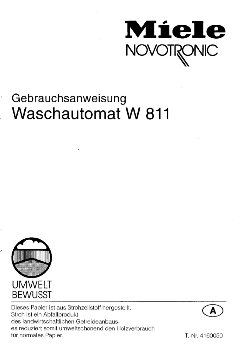 Page 1 of the manual User Manual Miele W 811