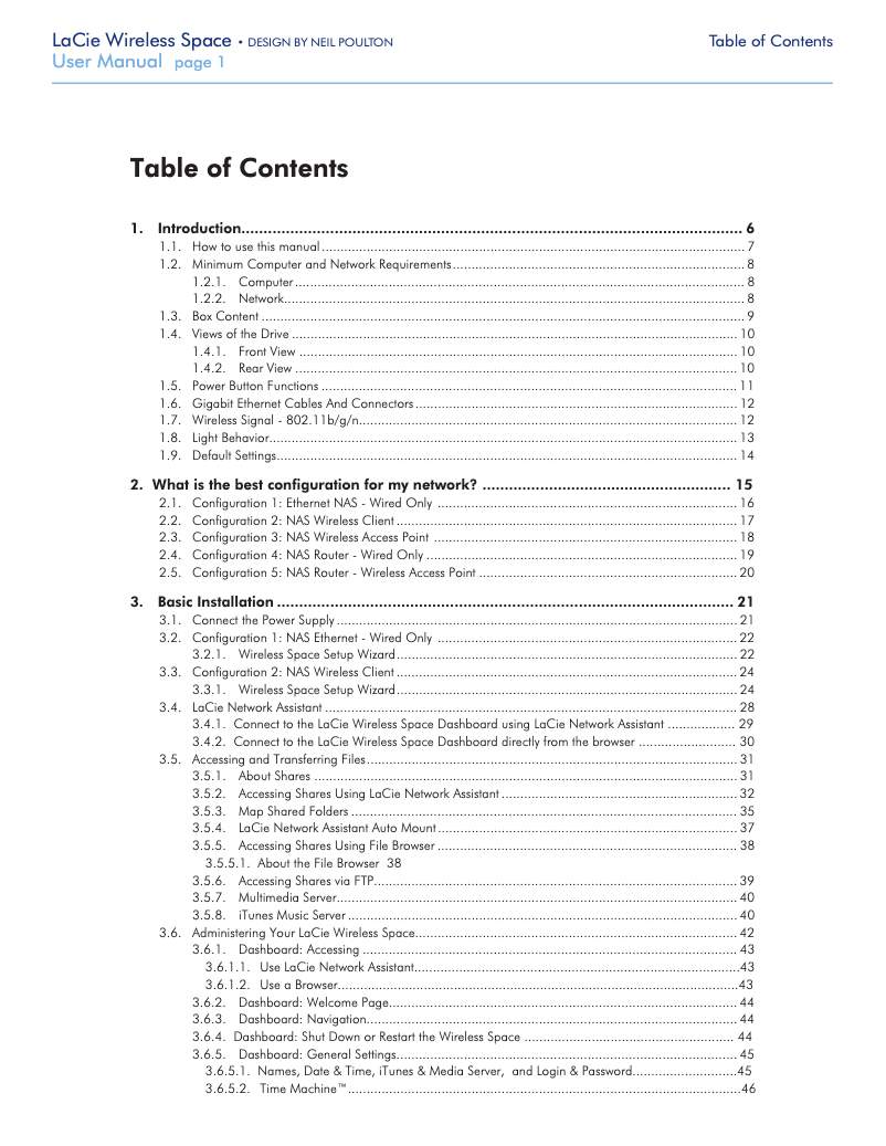 First page image of the manual for Wireless Space