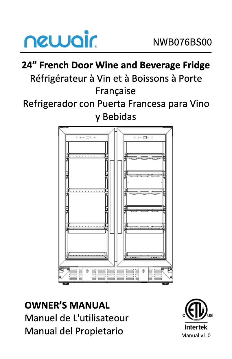 Page 1 of the manual User Manual NewAir NWB076BS00