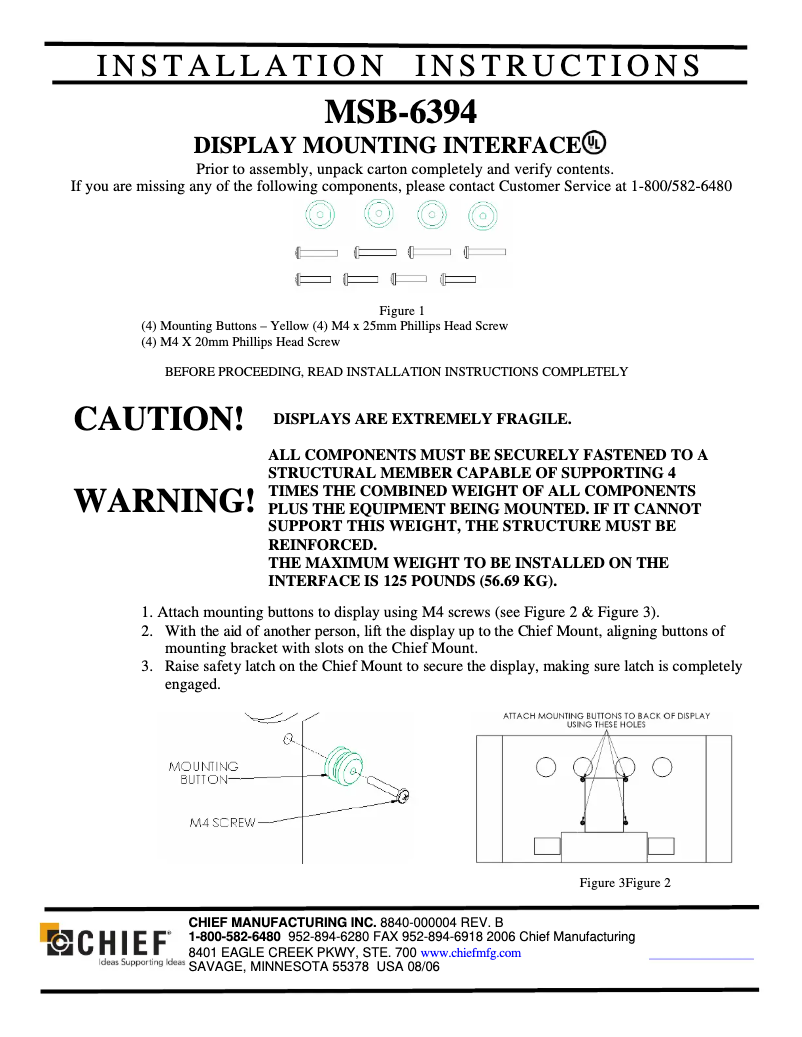 Page 1 of the manual User Manual Chief MWR6394B