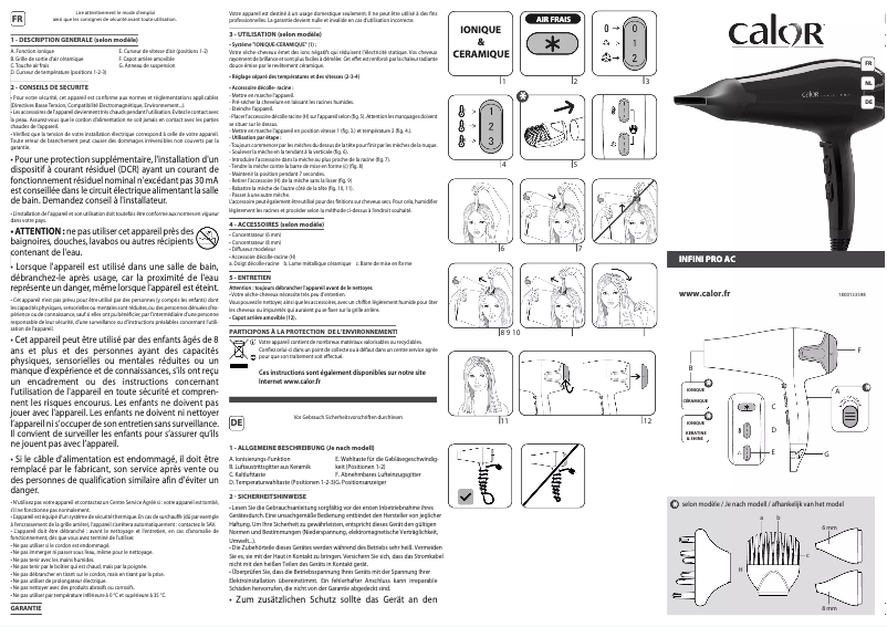 Page 1 de la notice Manuel utilisateur Calor Infini Pro CV8722C0