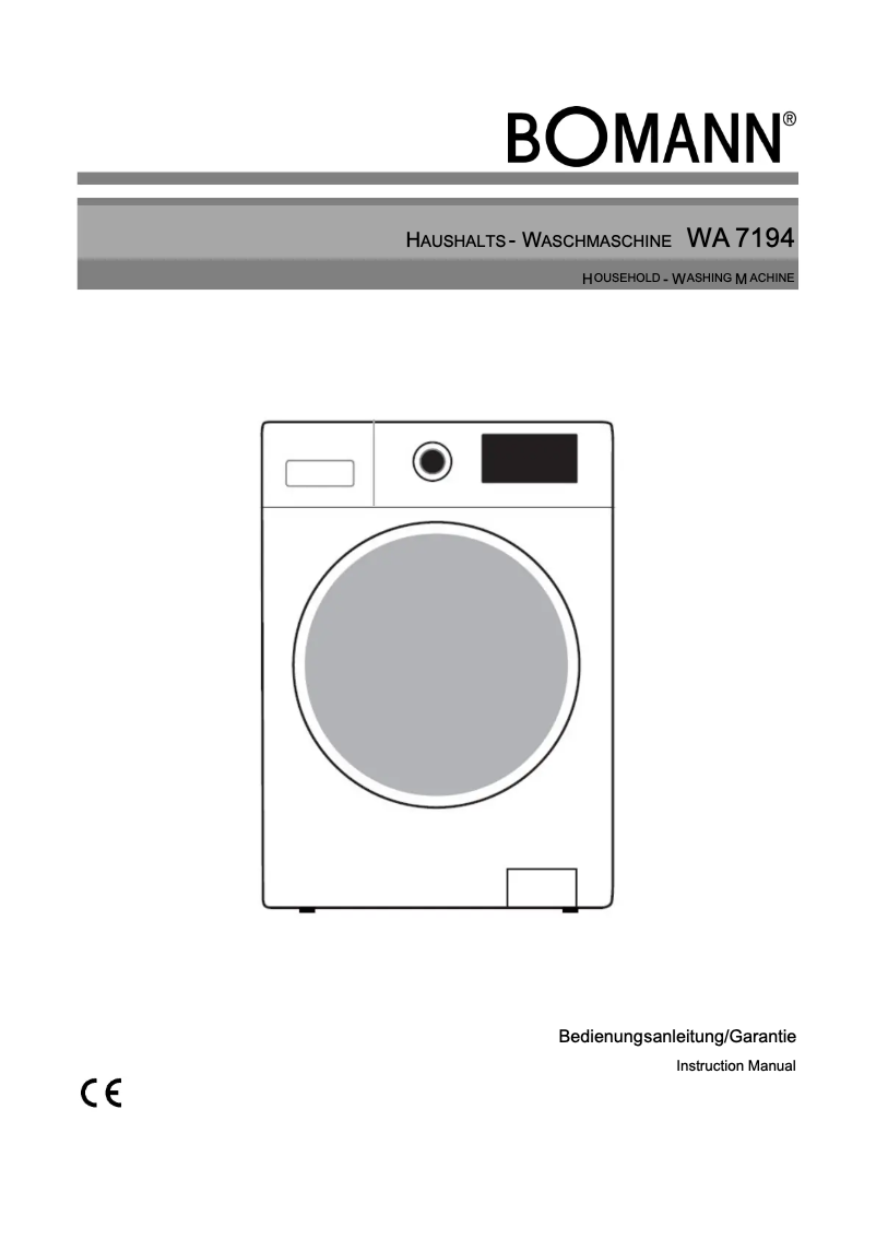 Page 1 of the manual User Manual Bomann WA 7194