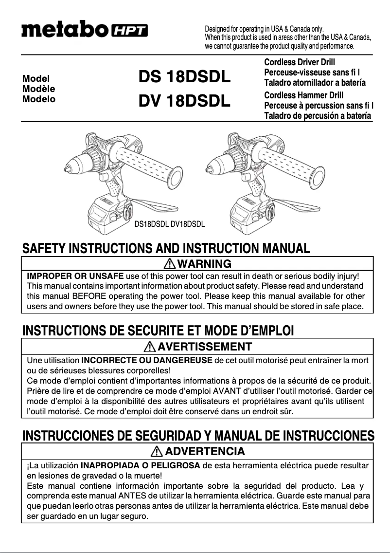 First page image of the manual for DS 18DSDL