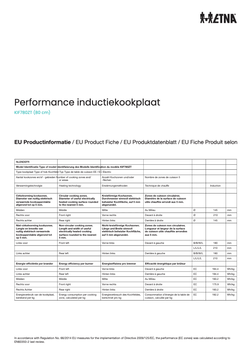 First page image of the manual for KIF780ZT