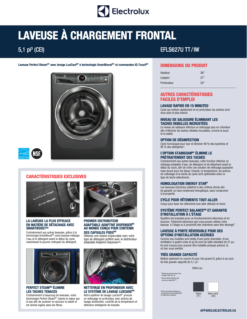 First page image of the manual for EFLS627UIW