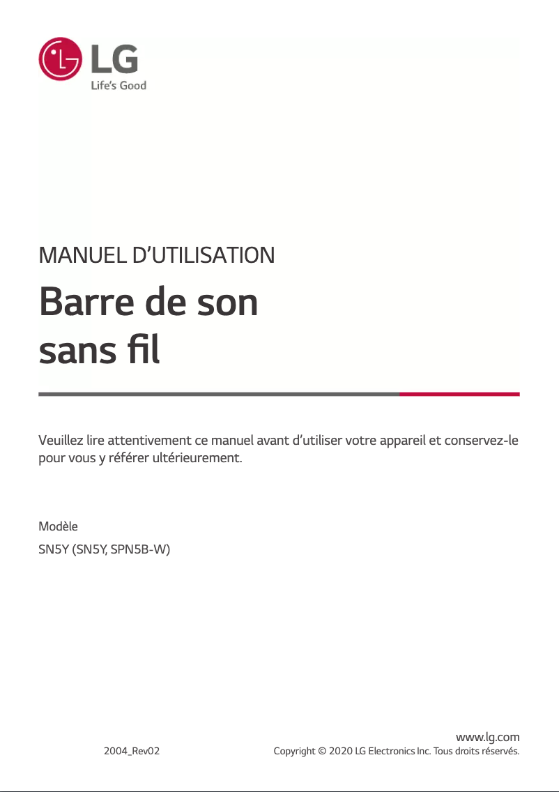 Page 1 of the manual User Manual LG SN5Y