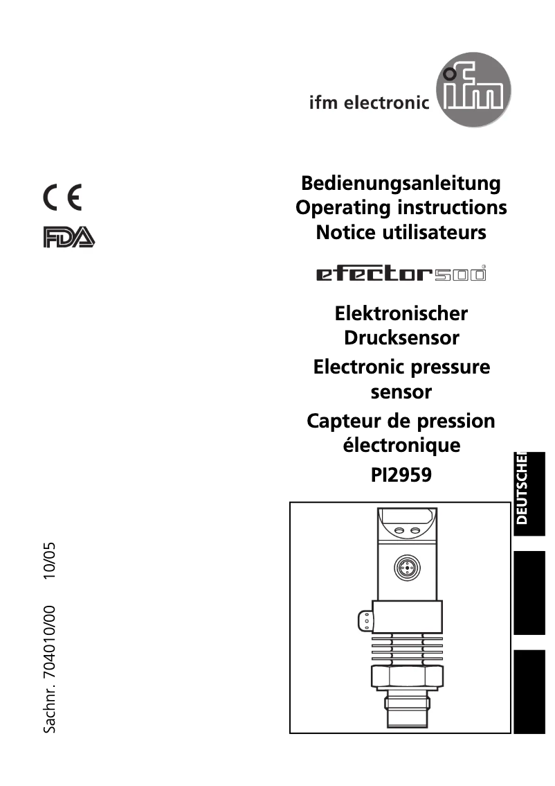 Page 1 of the manual User Manual IFM PI2959