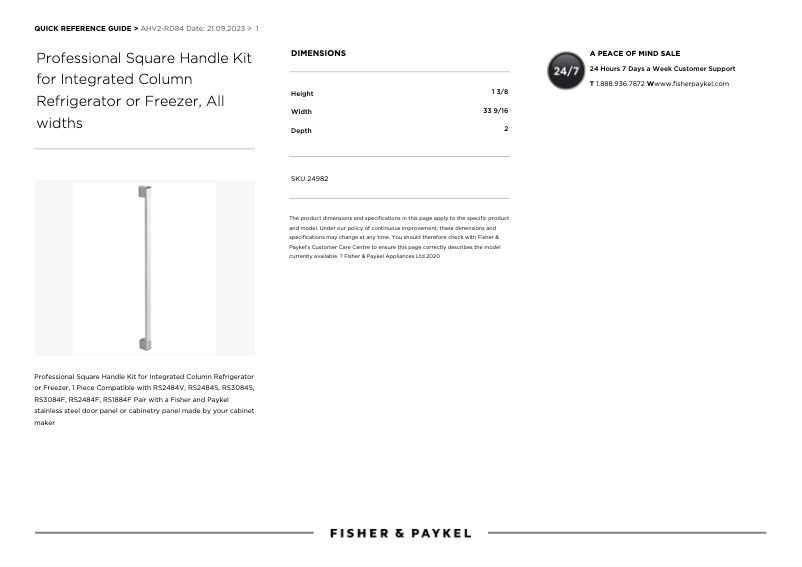 Page 1 of the manual User Manual Fisher & Paykel AHV2-RD84