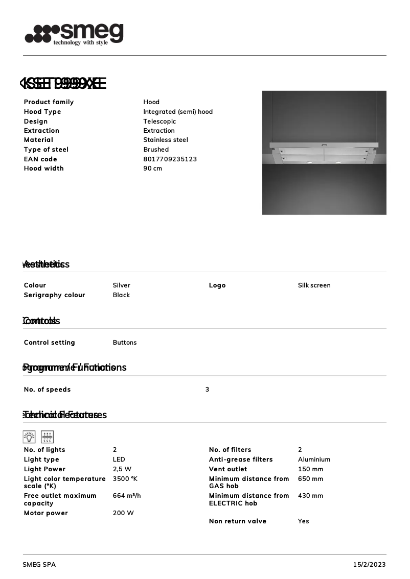 Page 1 of the manual Brochure Smeg KSET999XE