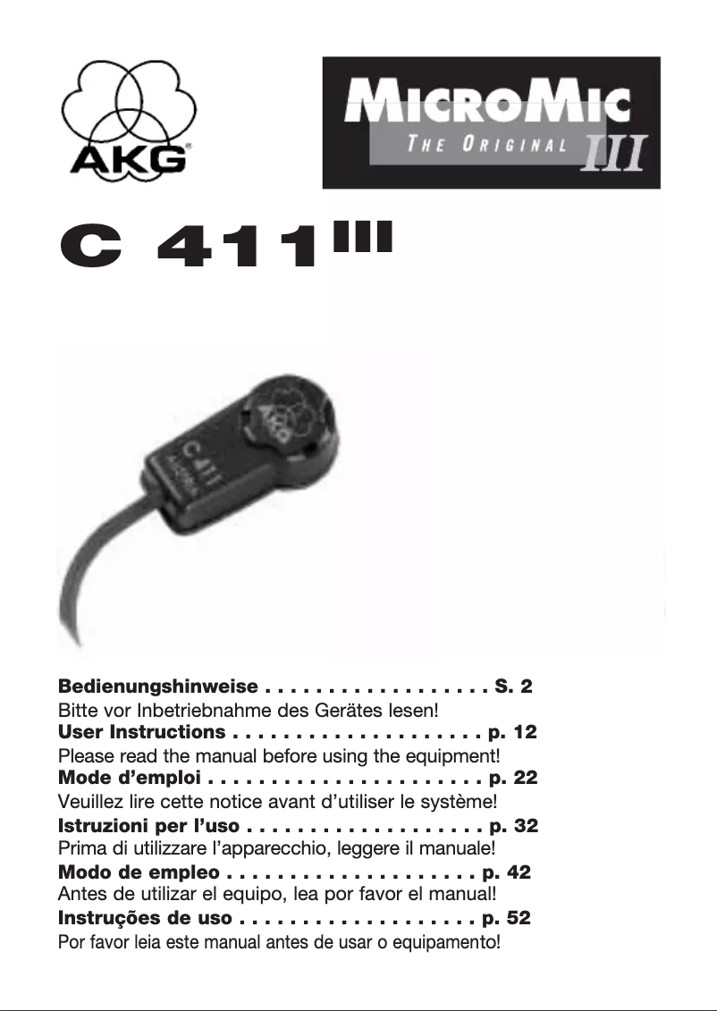 Page 1 of the manual User Manual AKG C417 PP
