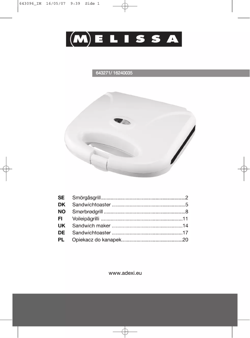 First page image of the manual for 16240035
