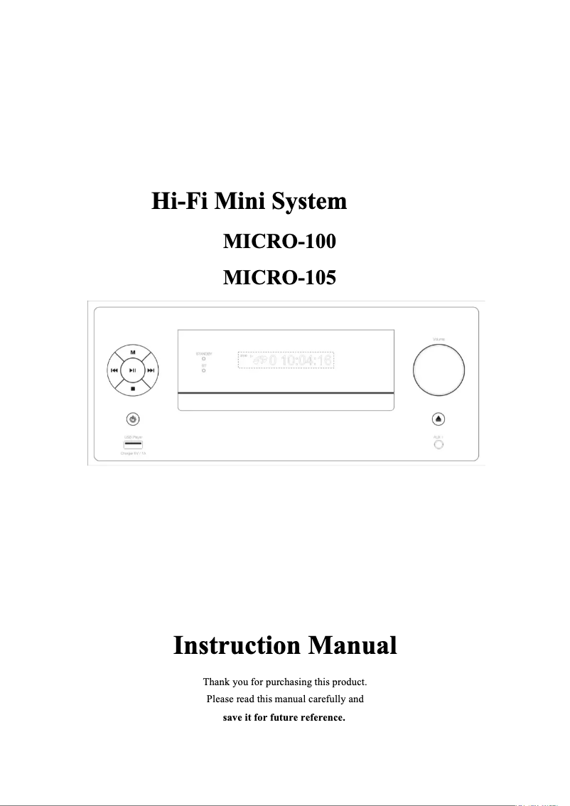Page 1 of the manual User Manual Pure Acoustics Micro-100