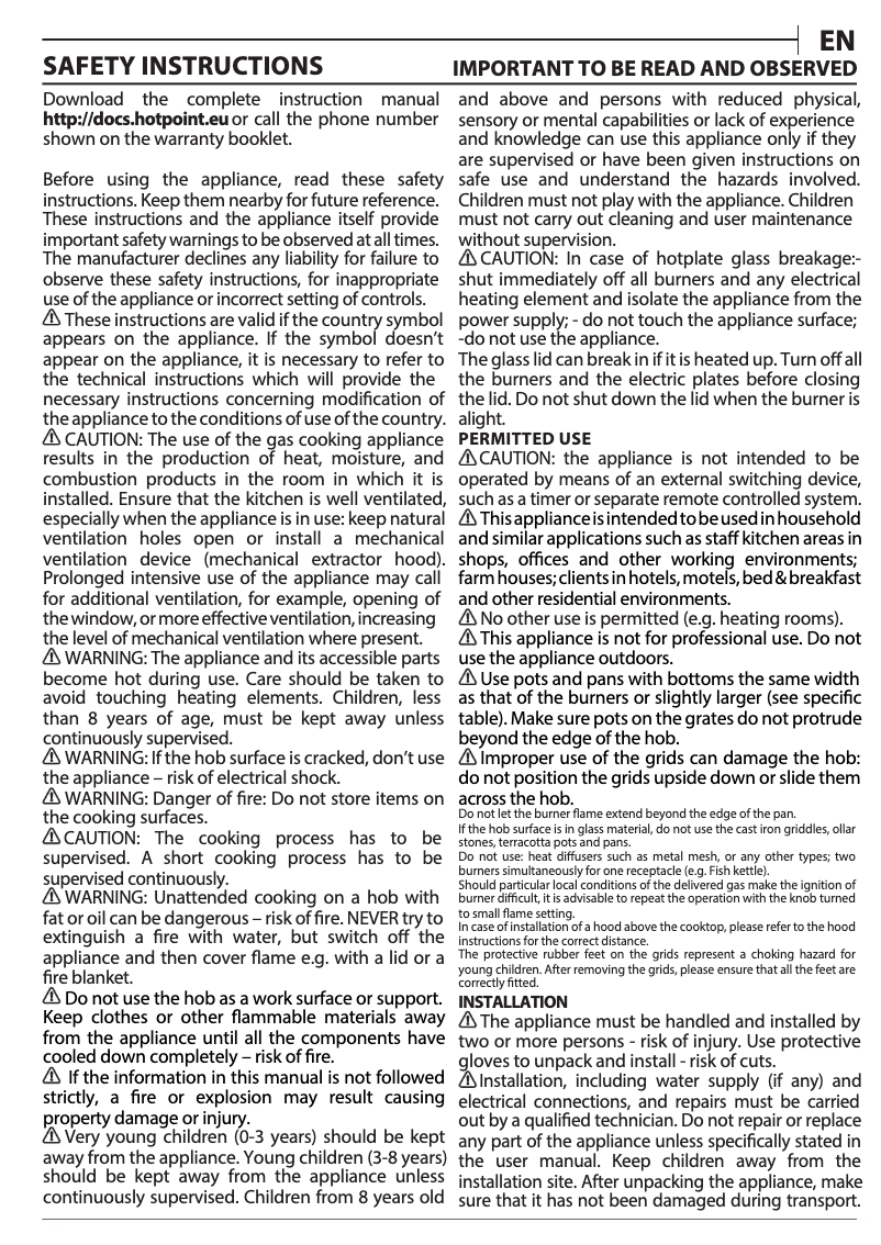 First page image of the manual for PCN 642 /H(BK)