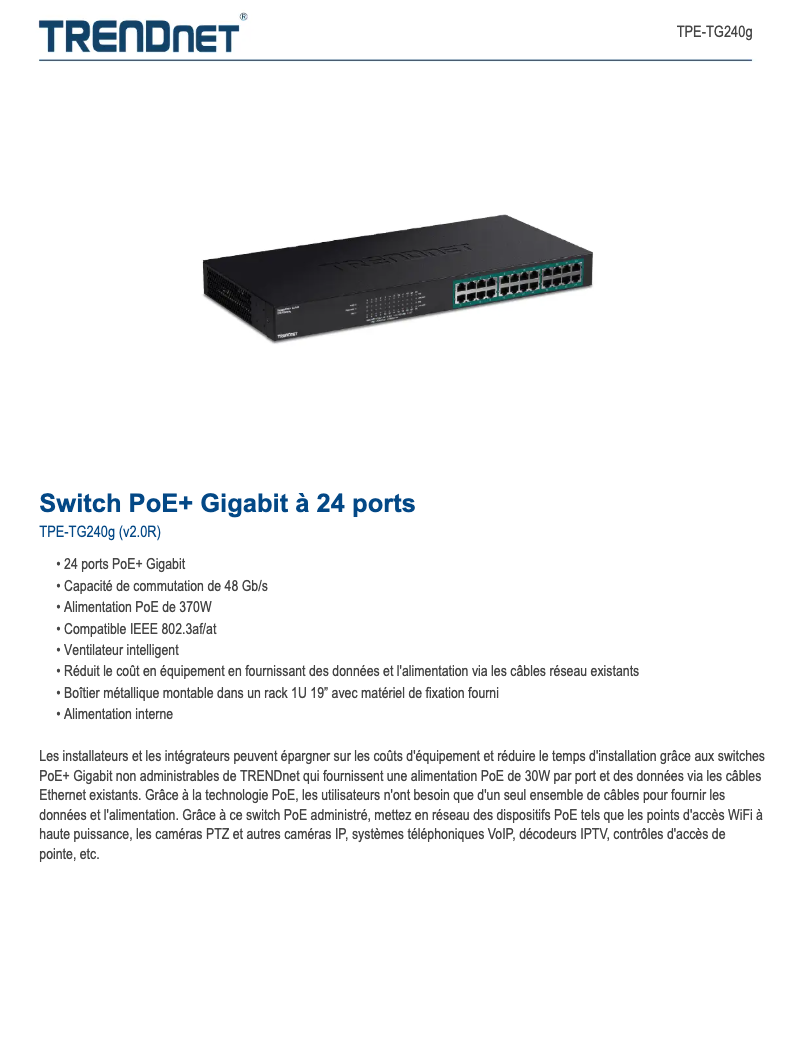 First page image of the manual for TPE-TG240g