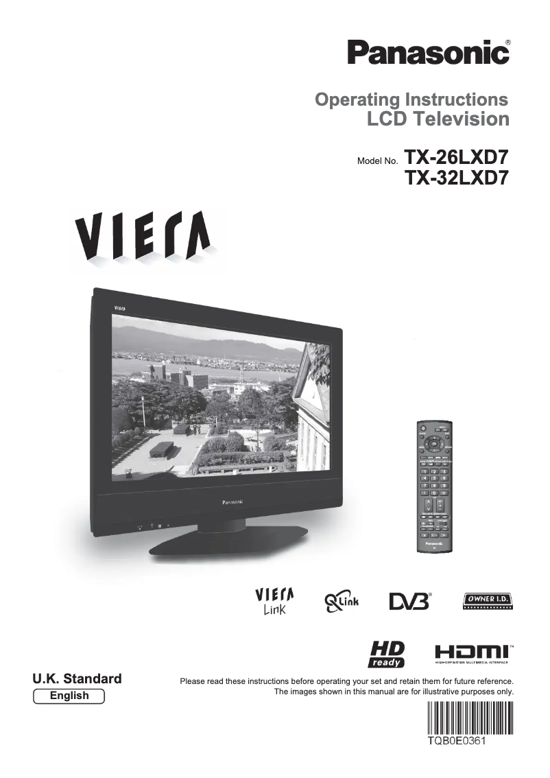 First page image of the manual for Viera TX-26LXD7