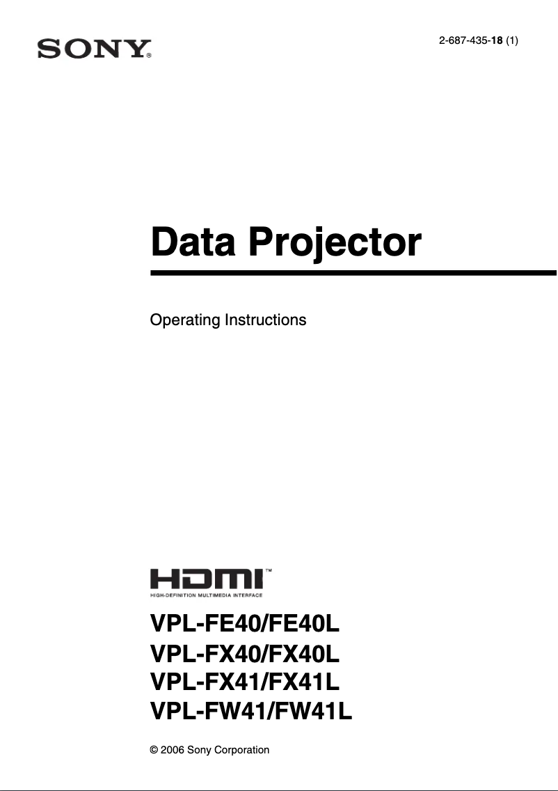 First page image of the manual for VPL-FX40L