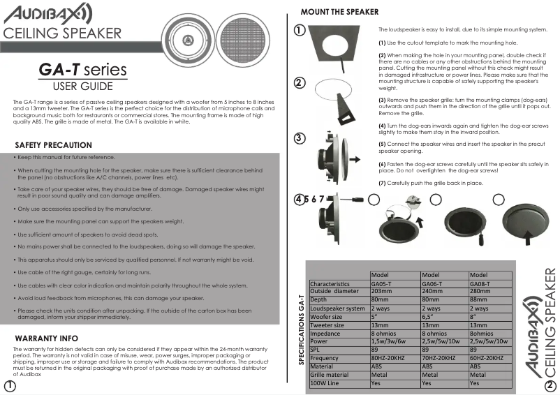 First page image of the manual for GA06-T