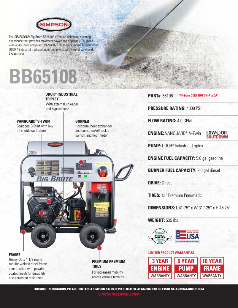First page image of the manual for Big Brute BB65108