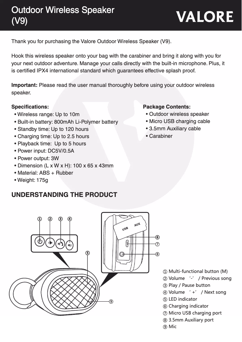 First page image of the manual for V9