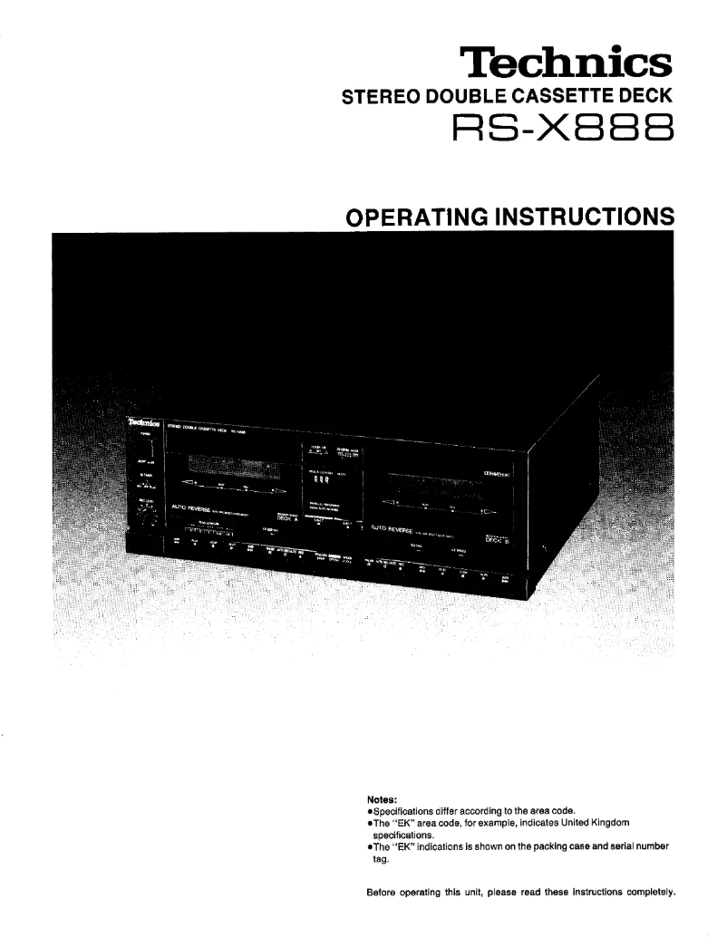 Page 1 of the manual User Manual Technics RS-X888