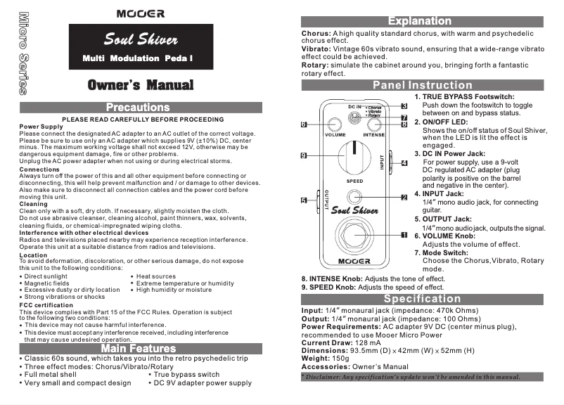 First page image of the manual for Soul Shiver