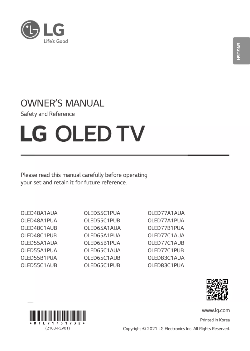 Page 1 of the manual User Manual LG OLED65C1PUB