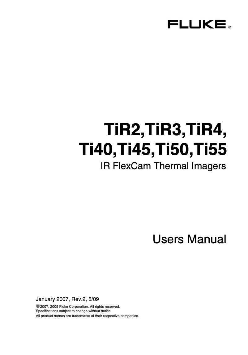 Page 1 of the manual User Manual Fluke TiR3FT
