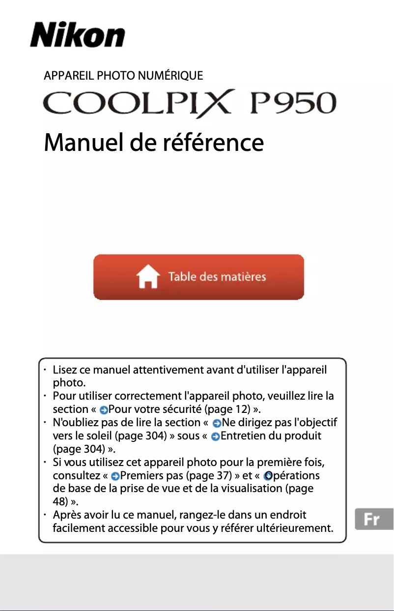 First page image of the manual for Coolpix P950