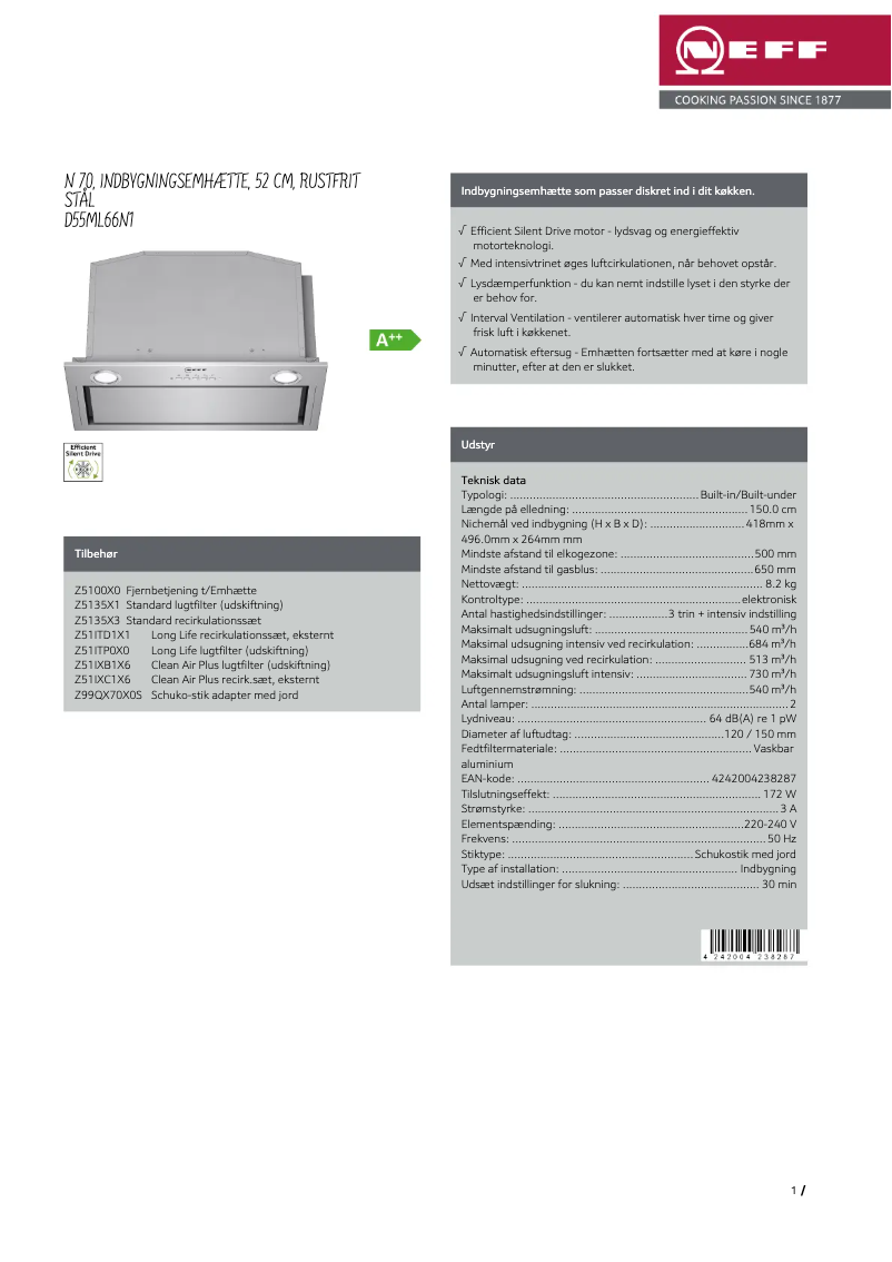 Page 1 of the manual Brochure Neff D55ML66N1