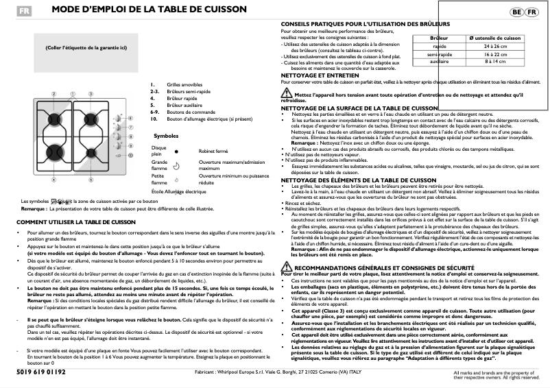 Page 1 of the manual User Manual Whirlpool AKM 232/IX