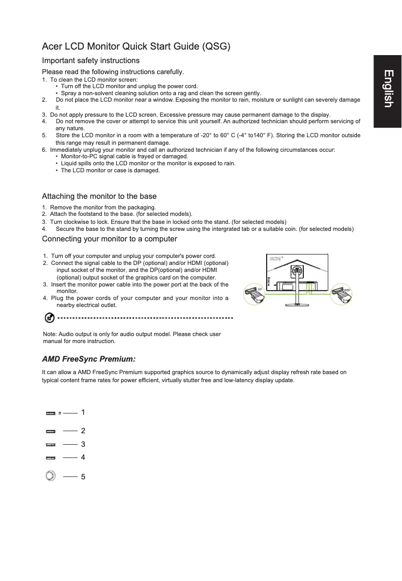 Page 1 of the manual Quick Start Guide Acer XV271UM3