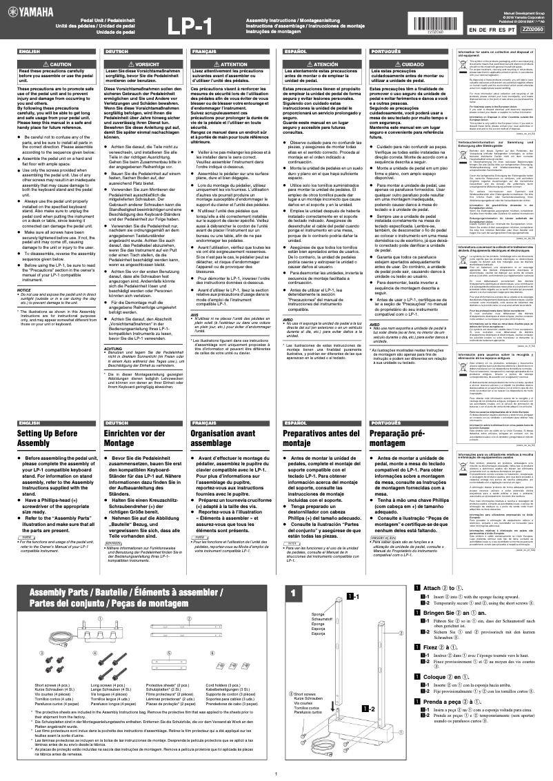 Page 1 of the manual User Manual Yamaha LP-1