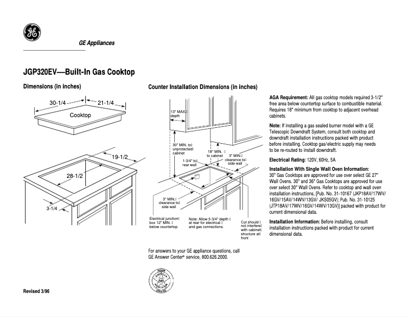 First page image of the manual for JGP320EVBL