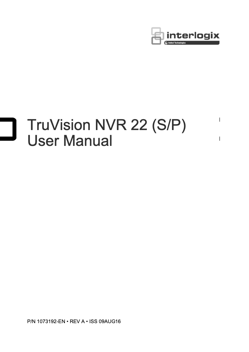 Page 1 of the manual User Manual Interlogix TruVision TVN-2216