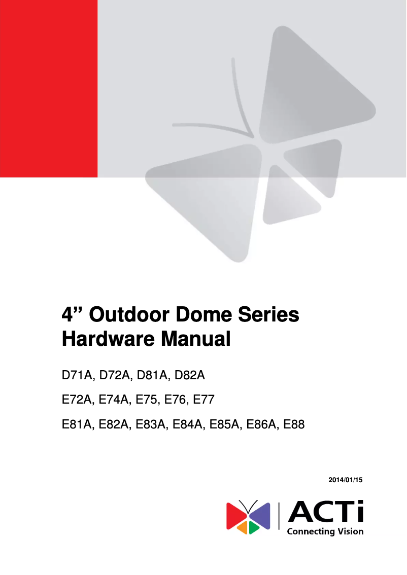 Page 1 of the manual User Manual ACTi D72A