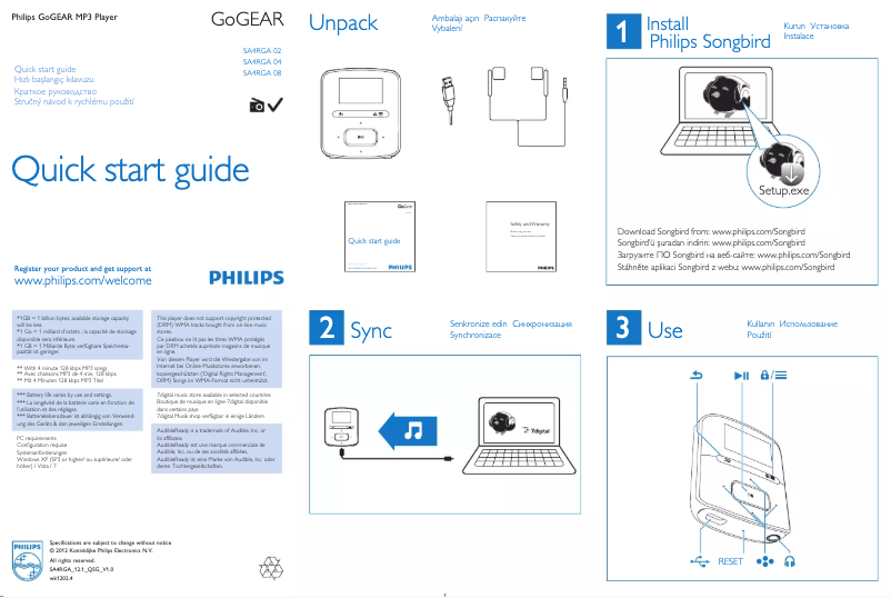 First page image of the manual for GoGear SA4RGA02