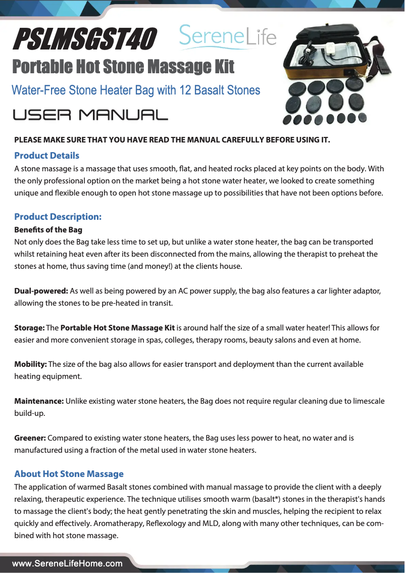 Page 1 of the manual User Manual SereneLife PSLMSGST40
