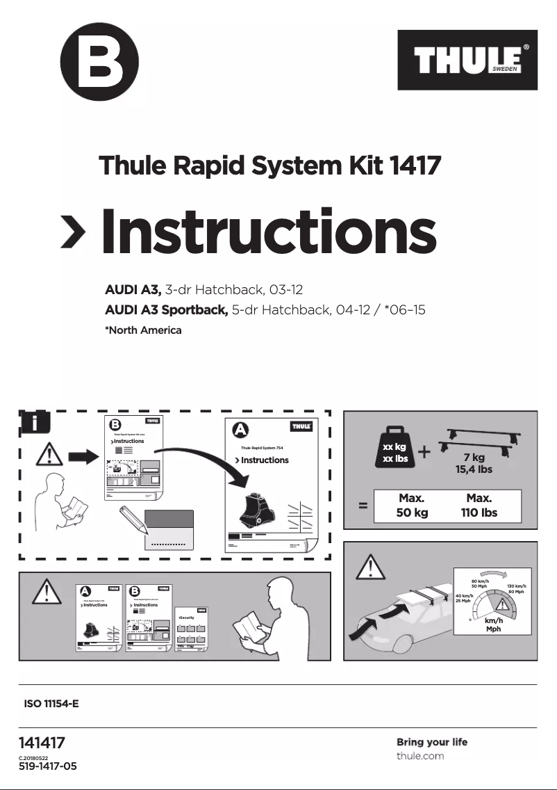 Page 1 of the manual User Manual Thule Rapid System Kit 1417