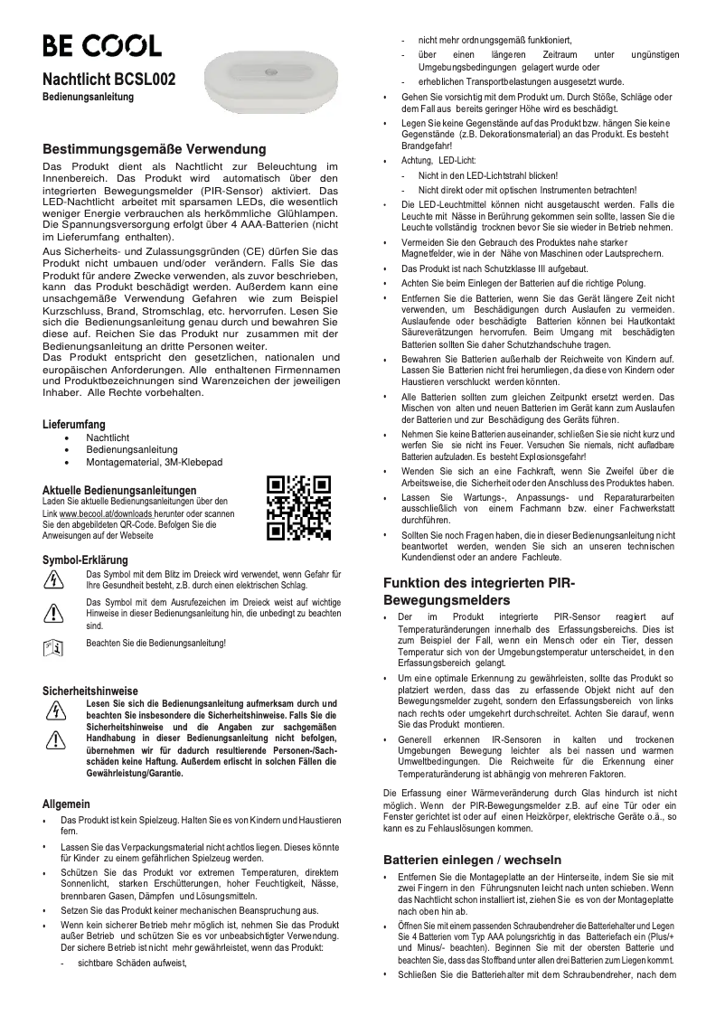 Image de la première page du manuel de l'appareil BCSL002