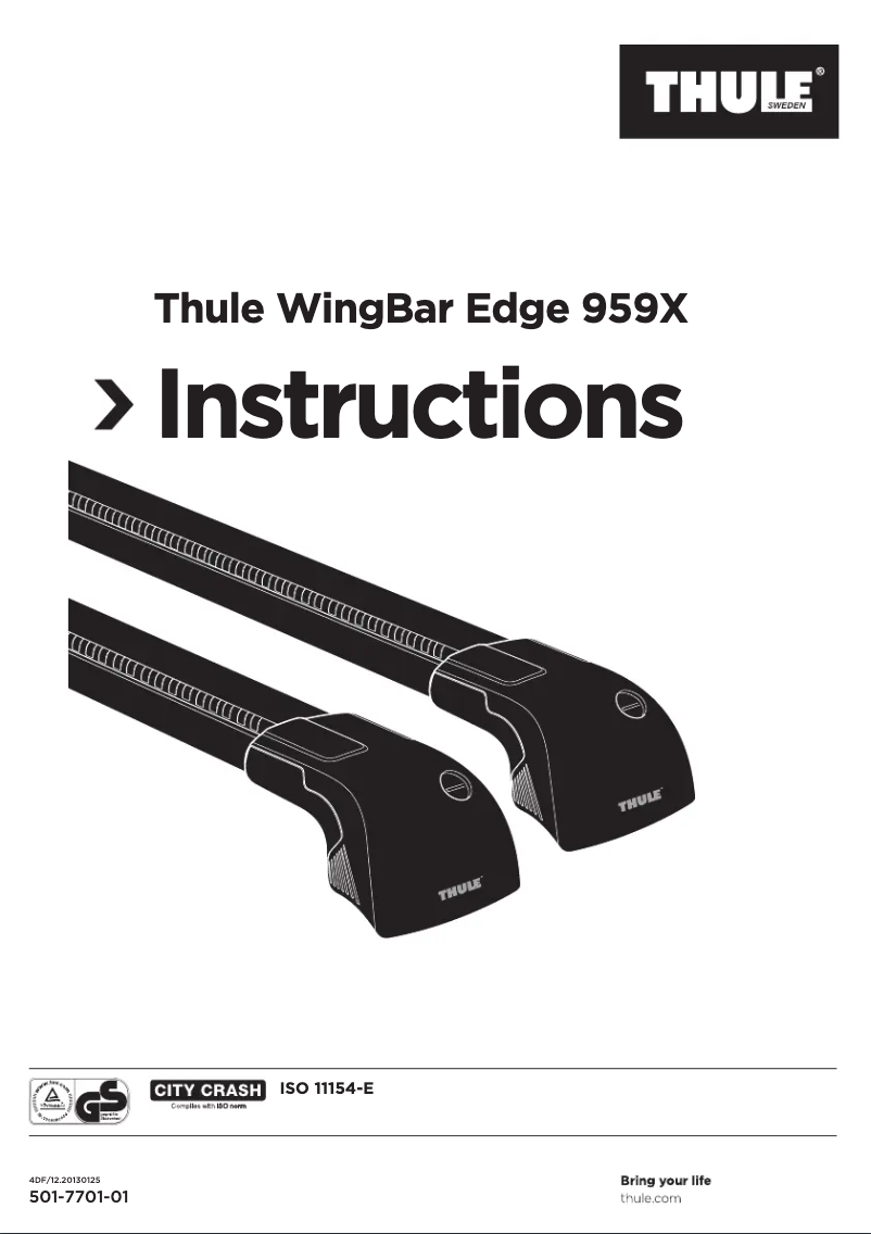Page 1 of the manual User Manual Thule WingBar
