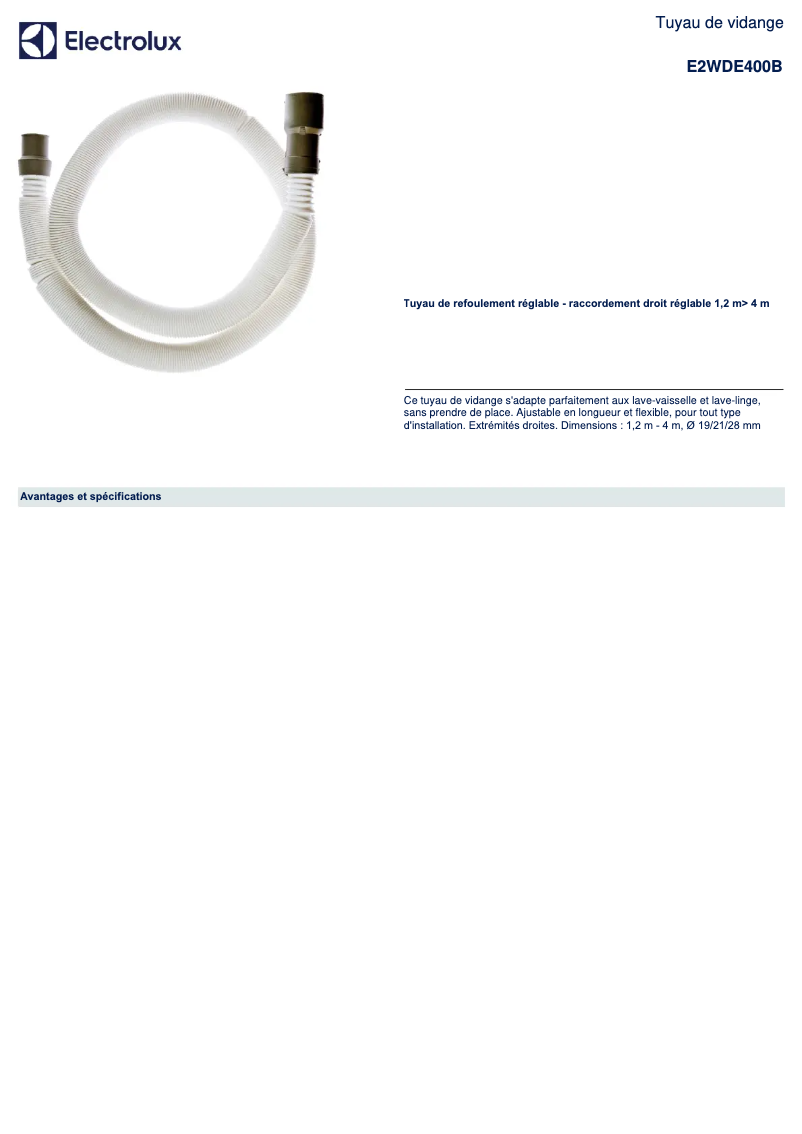 First page image of the manual for E2WDE400B