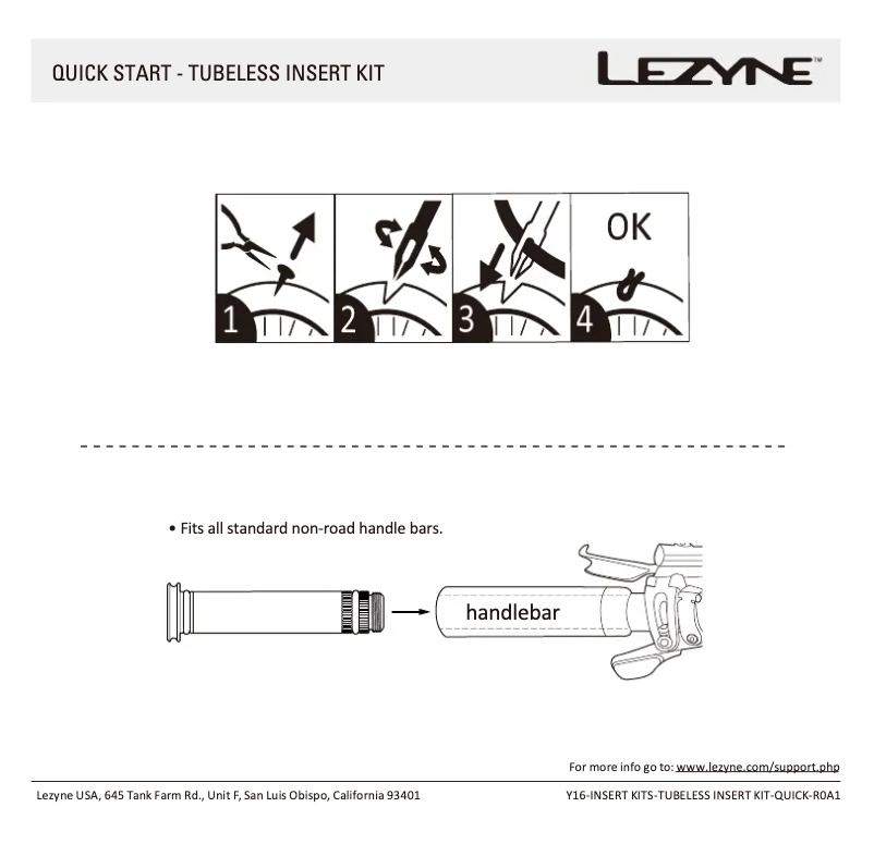 Page 1 of the manual User Manual Lezyne Tubeless Insert Kit