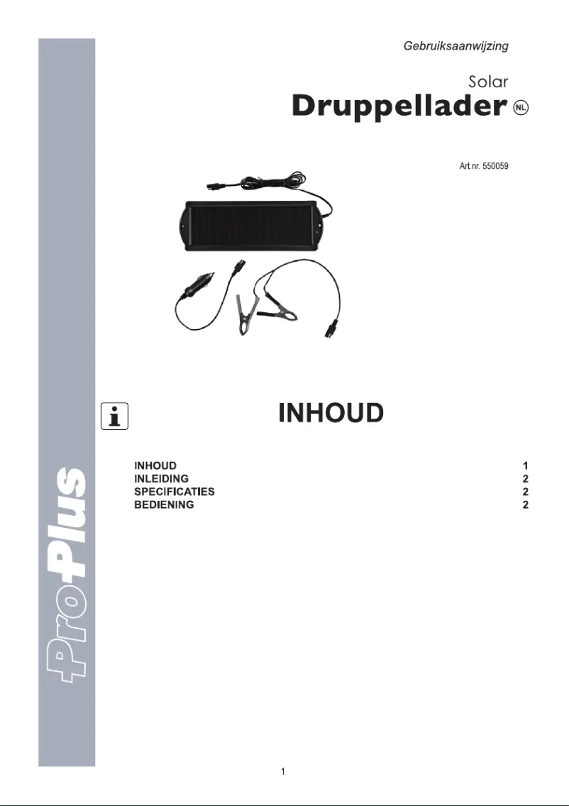 Page 1 of the manual User Manual ProPlus A550059