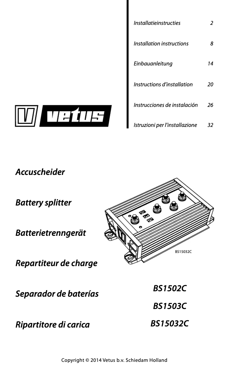 Page 1 of the manual User Manual Vetus BS1502C