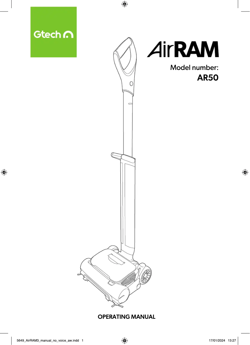 Page 1 of the manual User Manual Gtech AirRam MK2 AR50