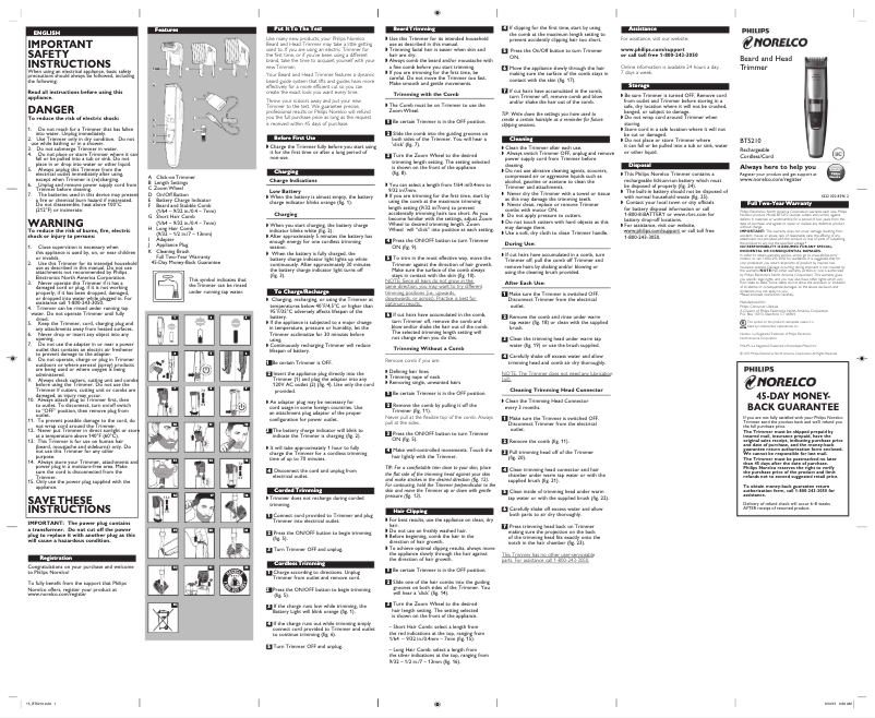 Page 1 of the manual User Manual Philips Norelco BT5215
