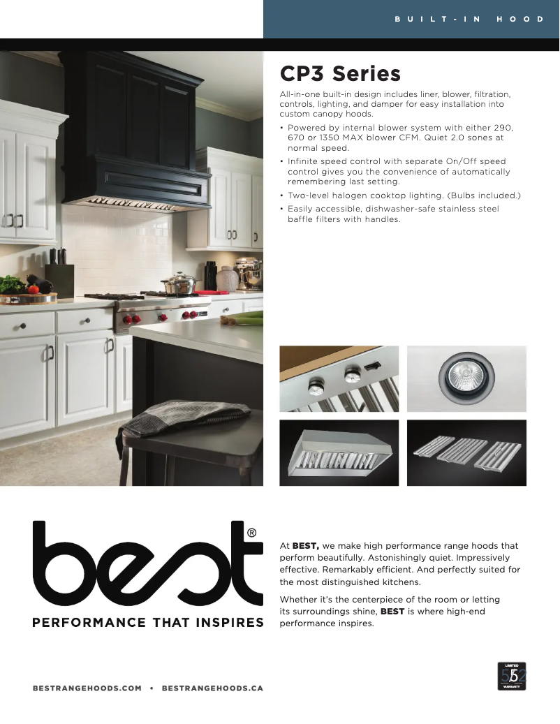 Page 1 of the manual Technical Sheet Best CP35I309SB